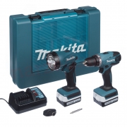 Аккумуляторная дрель шуруповерт MAKITA DF347DWLE (14.4B,2*1.5Ач/G-тип,30Нм,кейс+фонарь)